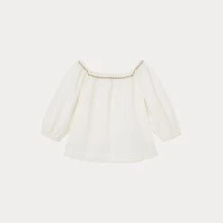 BONPOINT Blouse à Encolure Carrée Brodée Fille Blanc Lait