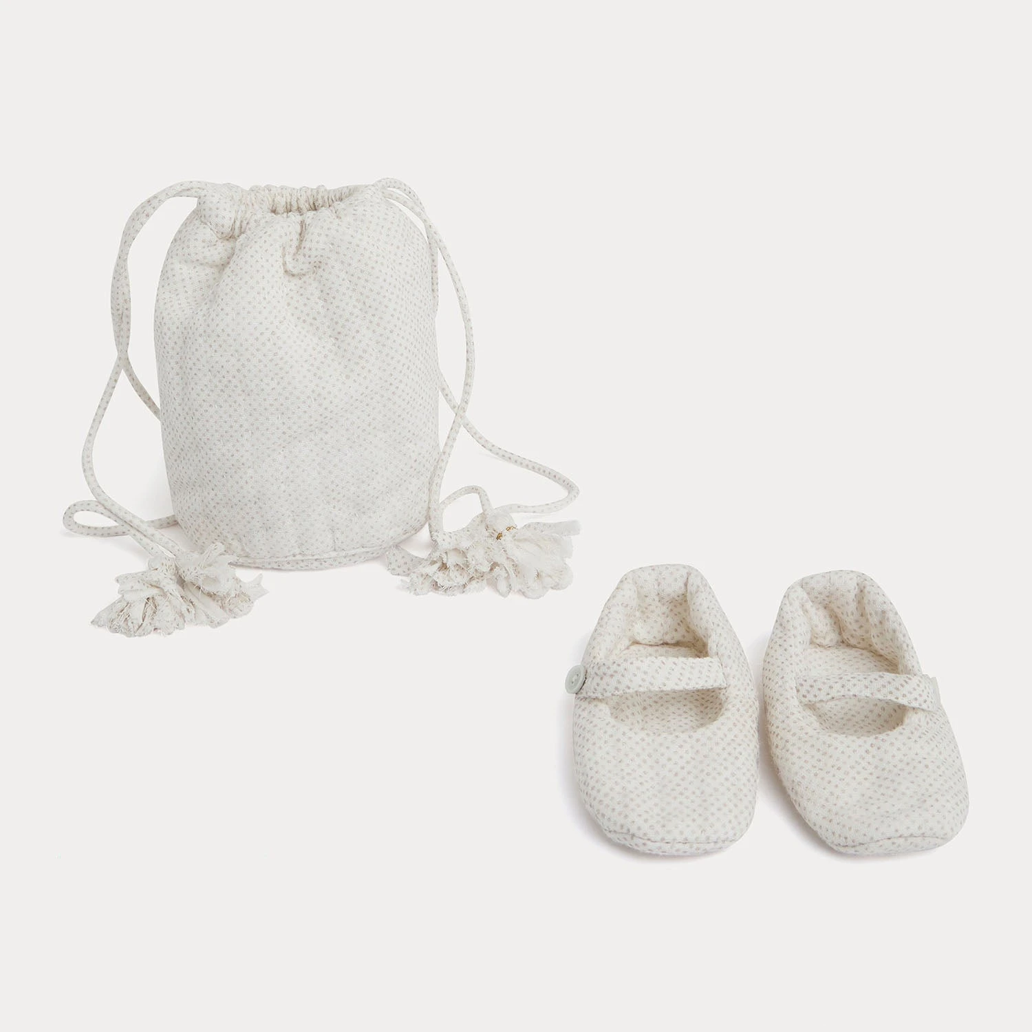 BONPOINT Chaussons Matelassés Bébé Pois Beige 3 BONPOINT Chaussons Matelassés Bébé Pois Beige