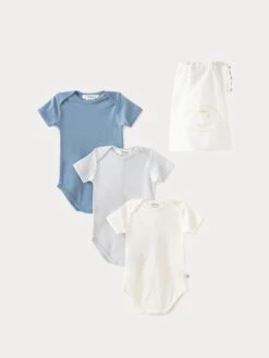 BONPOINT Lot De 3 Bodies En Coton Bio Bébé Ciel