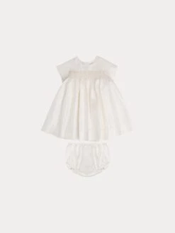 BONPOINT Robe En Taffetas De Soie Bébé Blanc Lait