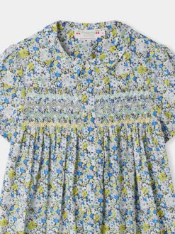 BONPOINT Robe Smockée Candice Fleur Bleu -BONPOINT Soldes S04GDRW00031 515 S04GDRW00031 515 3