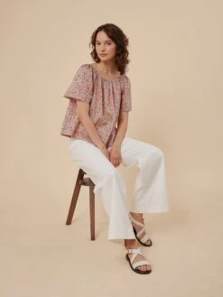 BONPOINT Blouse En Tissu Liberty Exclusif Fleuri à Manches Courtes évasées