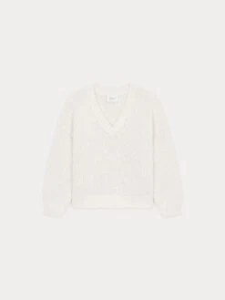 BONPOINT Pull En Maille Chunky Col V En Coton Blanc