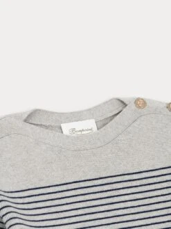 BONPOINT Pull Marinière En Laine Et Coton Gris Et à Rayures Marine -BONPOINT Soldes S04WJUK00015 074 S04WJUK00015 074 3