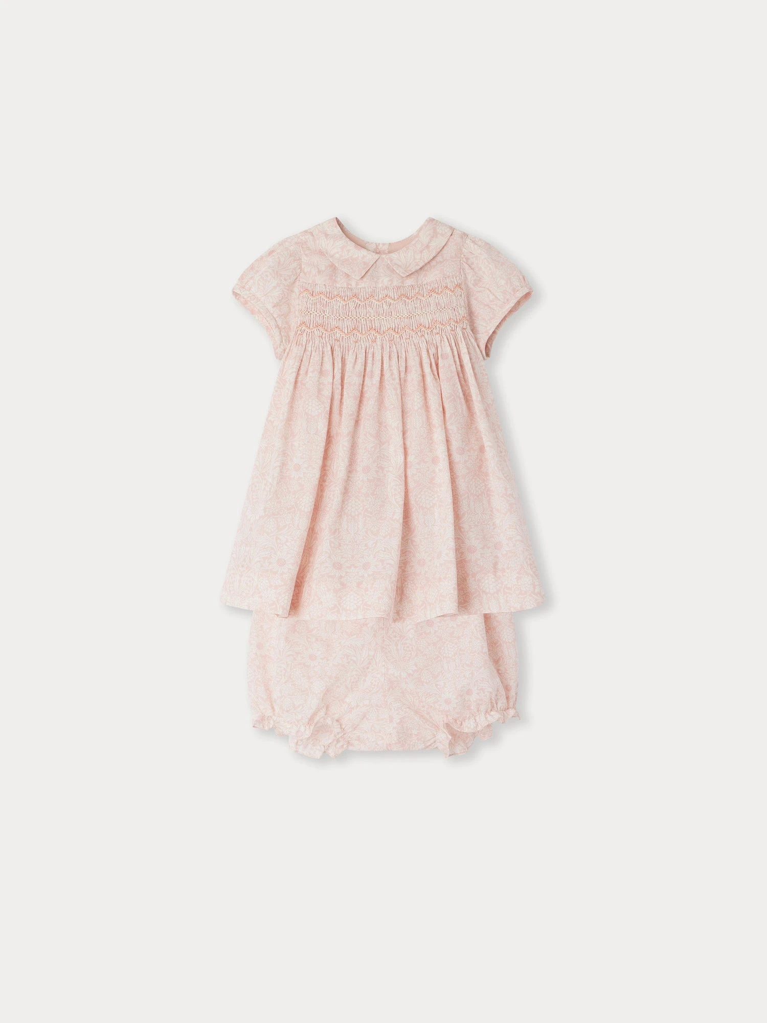BONPOINT Robe Smockée Joyeuse Rose Pâle 3 BONPOINT Robe Smockée Joyeuse Rose Pâle