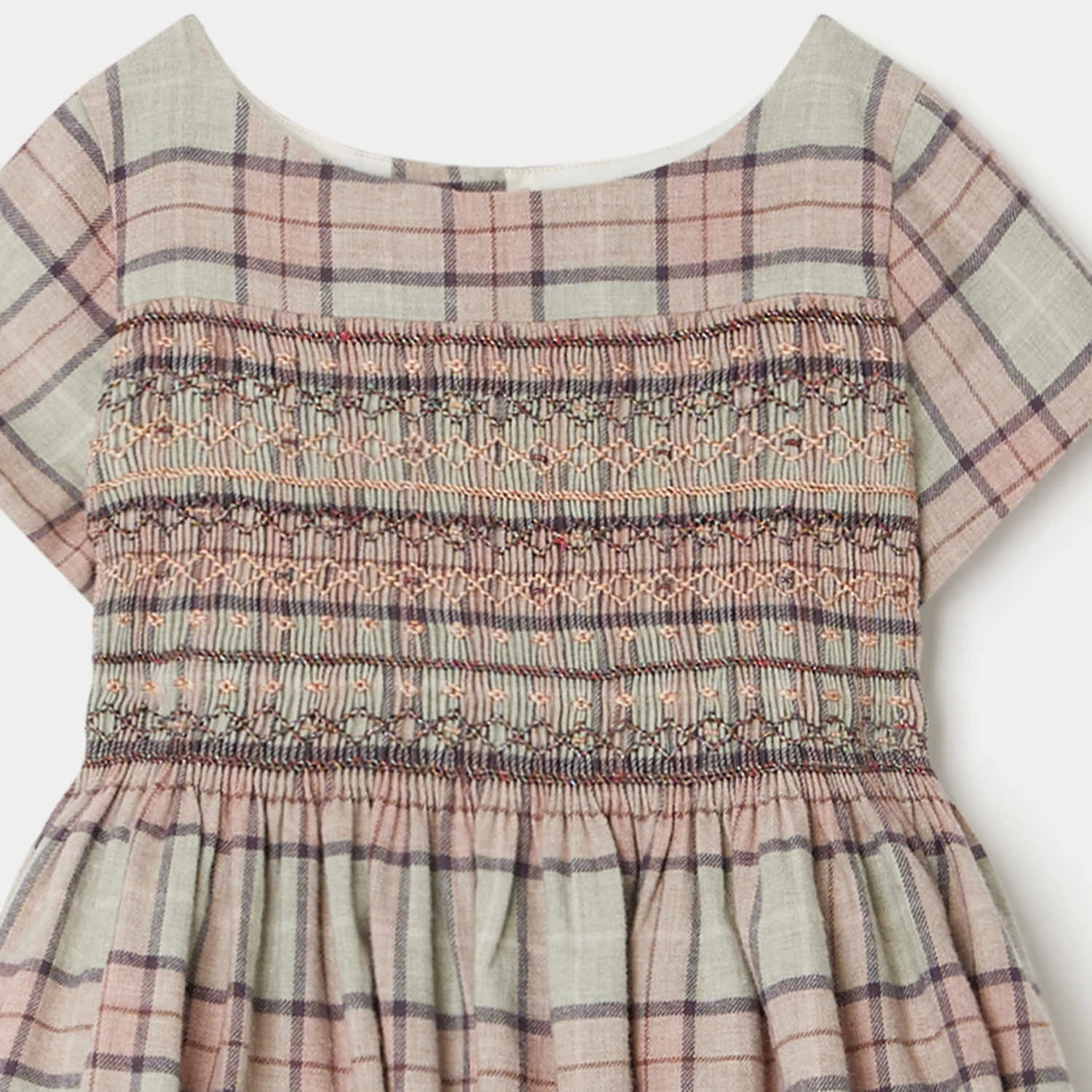 BONPOINT Robe Habillée Duchesse Vert Clair Ecossais 5 BONPOINT Robe Habillée Duchesse Vert Clair Ecossais – Image 3