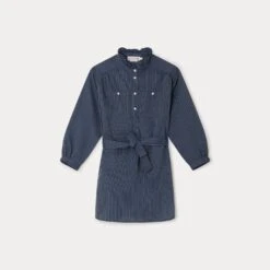 BONPOINT Robe Babe Rayures Bleu Nuit