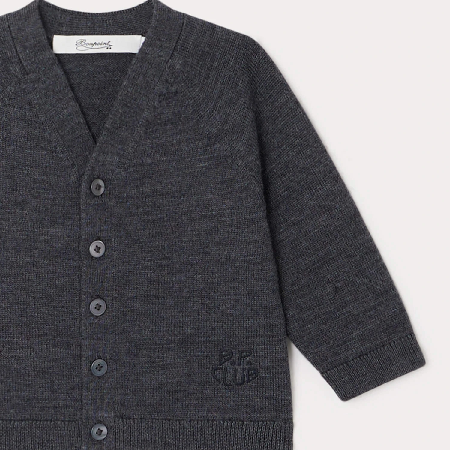 BONPOINT Cardigan Tiano Gris Chiné Foncé 5 BONPOINT Cardigan Tiano Gris Chiné Foncé – Image 3