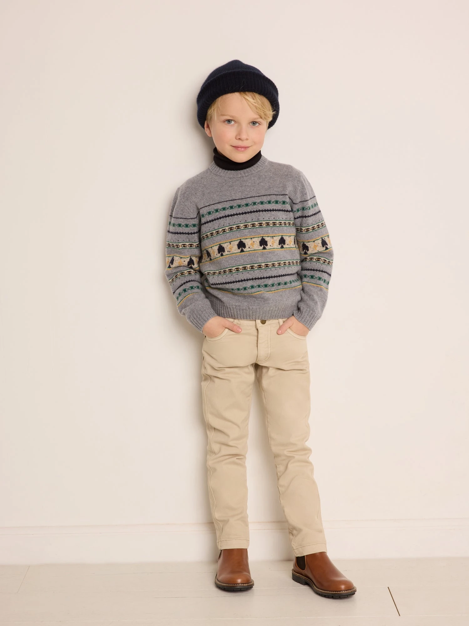 BONPOINT Pull Branco Multicolore Bleu-gris 3 BONPOINT Pull Branco Multicolore Bleu-gris