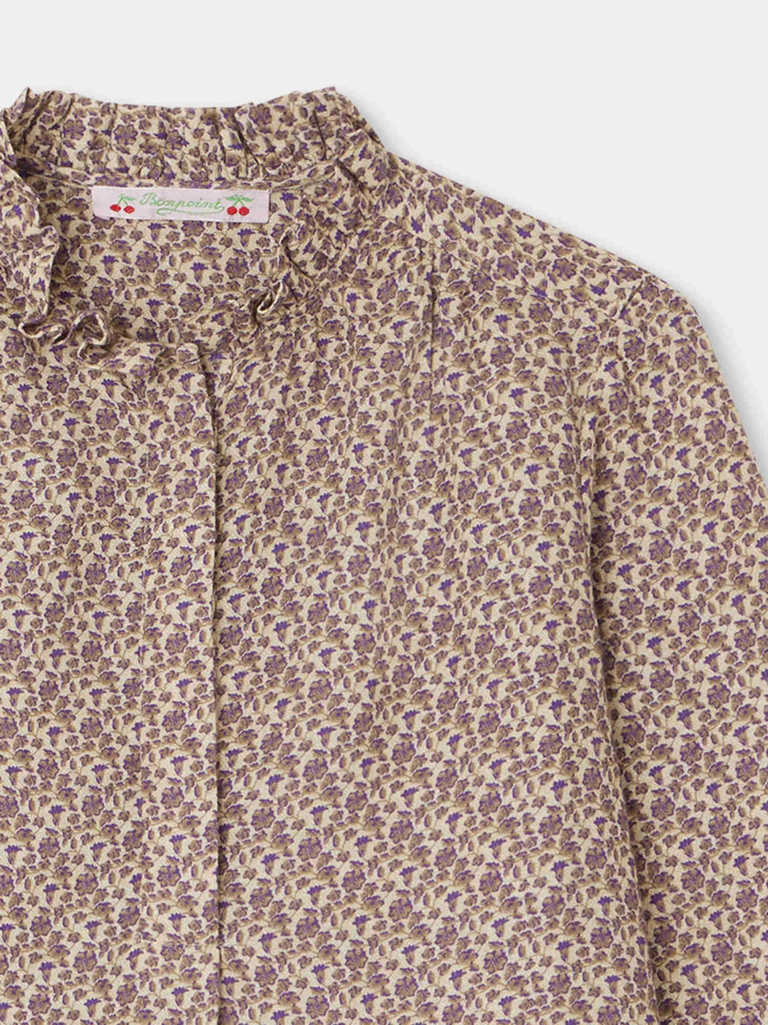 BONPOINT Blouse Burgundy Fleurs Taupe 5 BONPOINT Blouse Burgundy Fleurs Taupe – Image 3